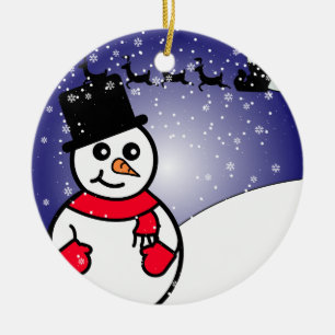 Jolly Snögubbe Julgransprydnad Keramik