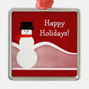 Jolly Snögubbe Premium Square Ornament