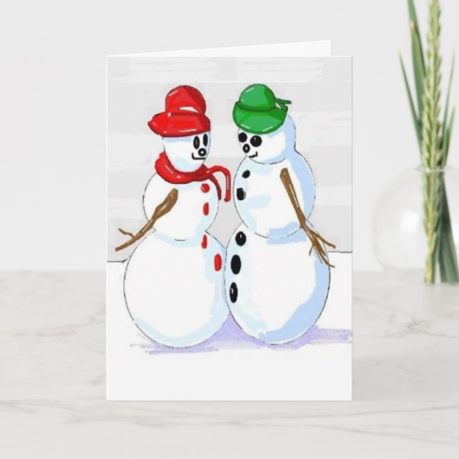 Jolly Snögubbe tänker på ditt hälsningskort Kort (Framsida)