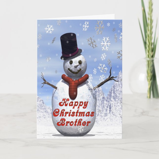 Jolly snögubbejulkort för broder helgkort (Framsida)