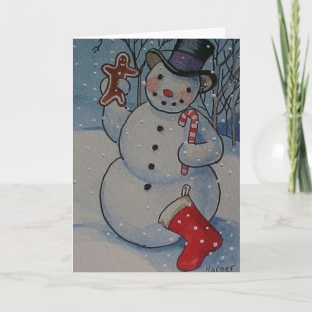 Jolly snögubbekort helgkort (Framsida)