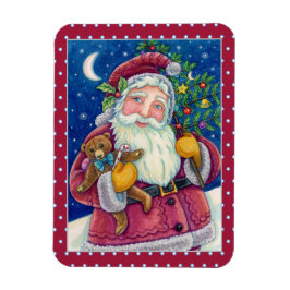 JOLLY ST NICK & TEDDYBEAR, GAMLA FASHIONED CHRISTM MAGNET