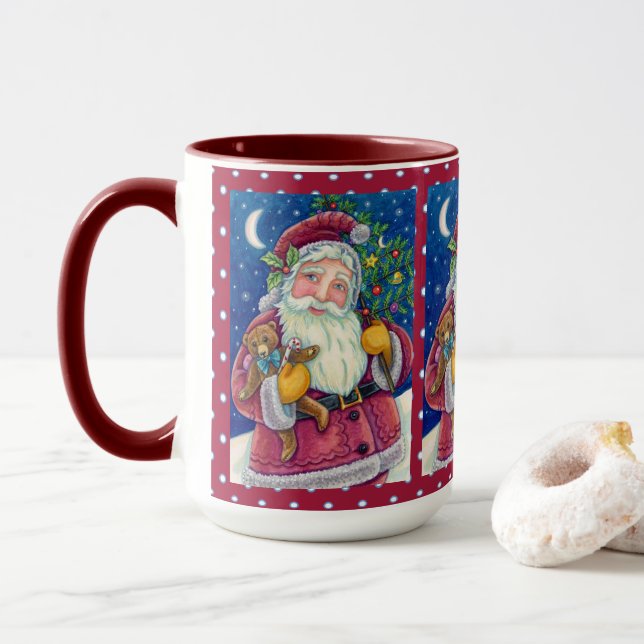 JOLLY ST NICK & TEDDYBEAR, GAMLA FASHIONED CHRISTM MUGG (Med munk)