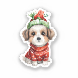 Jolly Valp: Hund i Santa Hat Sticker Klistermärken
