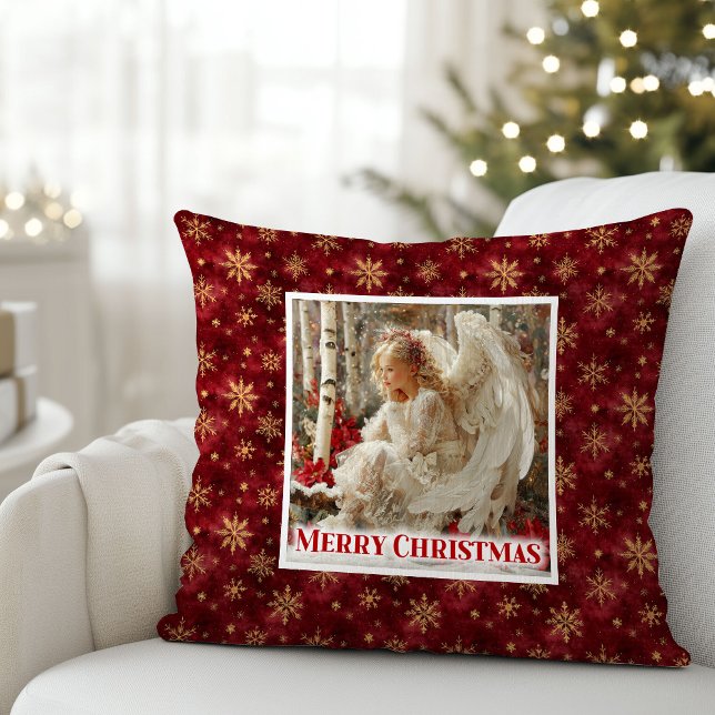 Jolly Victorian Angel Red and Gold Holiday Pillow Kudde (Jolly Victorian Angel Red and Gold Holiday Pillow)