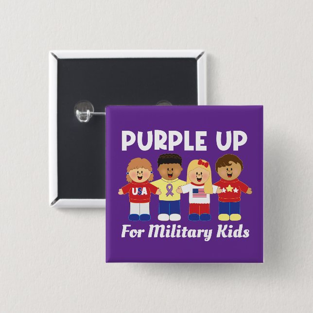 JollyKins lila för militära familjer Knapp (Framsida & baksida)