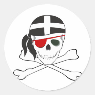 JollyRoger bar Cornish Flagga Runt Klistermärke