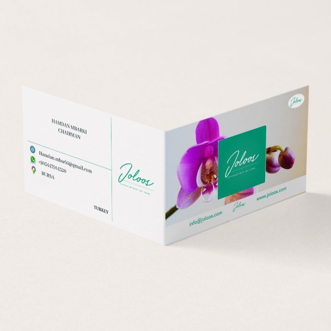 JOLOOS  FOLDED BUSINESS CARD VISITKORT (Utsida)