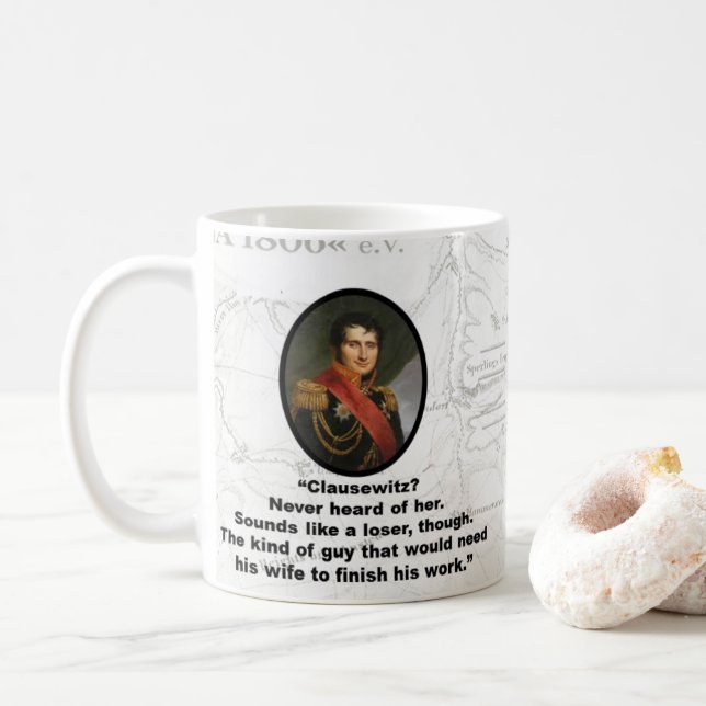 Jomini funderare Clausewitz är en förlorare Kaffemugg (Med munk)