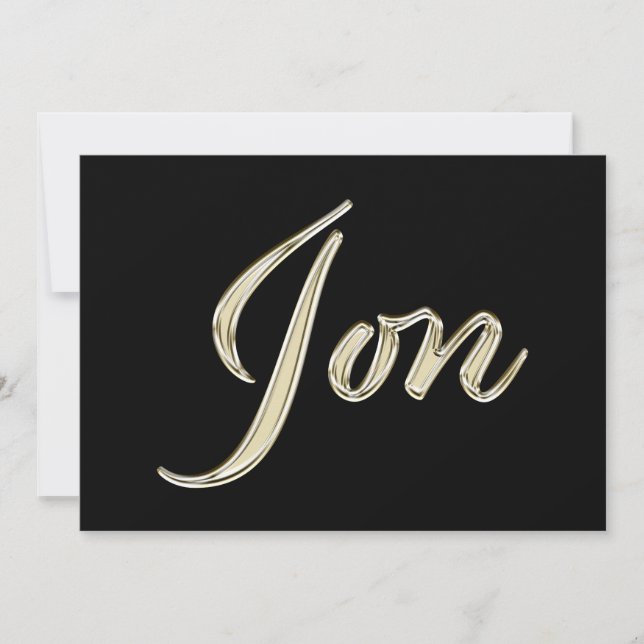 Jon Name white gold Handwriting Karte Kort (Framsida)