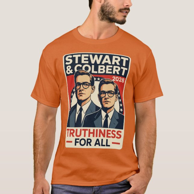 Jon Stewart & Stephen Colbert 2028 Sanningens för  T Shirt (Framsida)