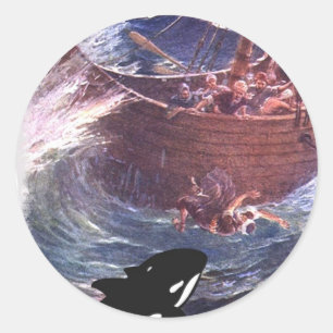 Jonah 1:17 - Jonah och val Runt Klistermärke