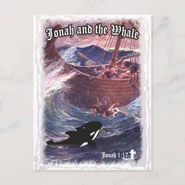 Jonah 1:17 - Jonah och Whale Vykort (Framsida)