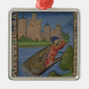 Jonah och val, från bibeln av Jean XXII Julgransprydnad Metall