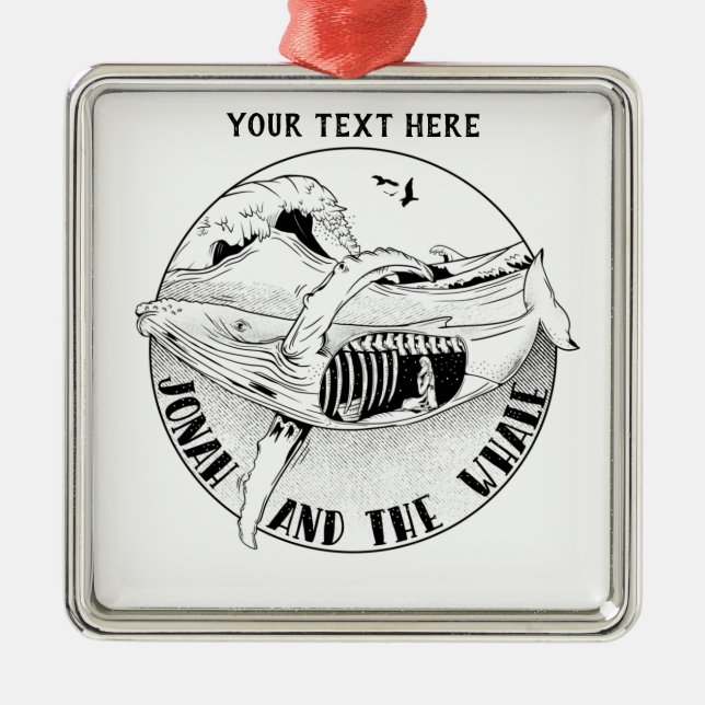 Jonah och val julgransprydnad metall (Framsidan)