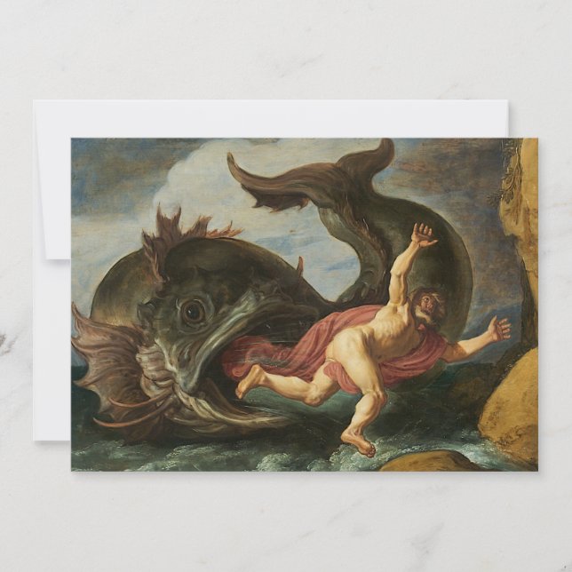 "Jonah och Whale"-anpassningsbarna inbjudningar (Framsida)