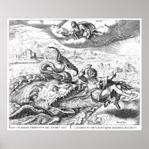 Jonah och Whale av Philip Galle Poster