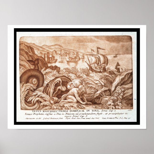Jonah och Whale, illustration från Bible, en Poster (Framsidan)