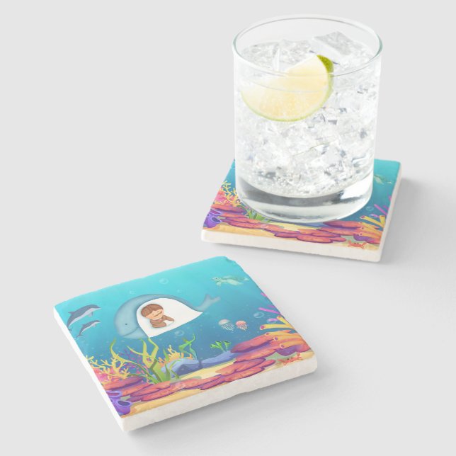 Jonah och Whale Kids Marble Underlägg (Sidan)