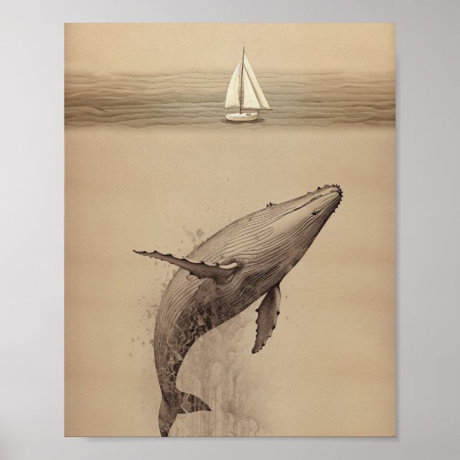 Jonah och Whale - Modern minimalist Poster (Framsidan)