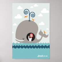 Jonah och Whale Poster bibelstory Christian