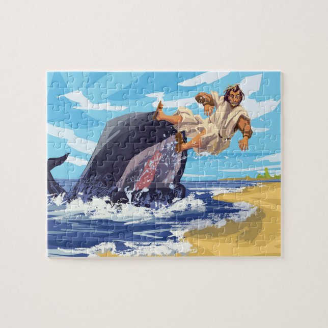 Jonah och Whale Puzzle, Childrens Puzzle Pussel (Horisontell)