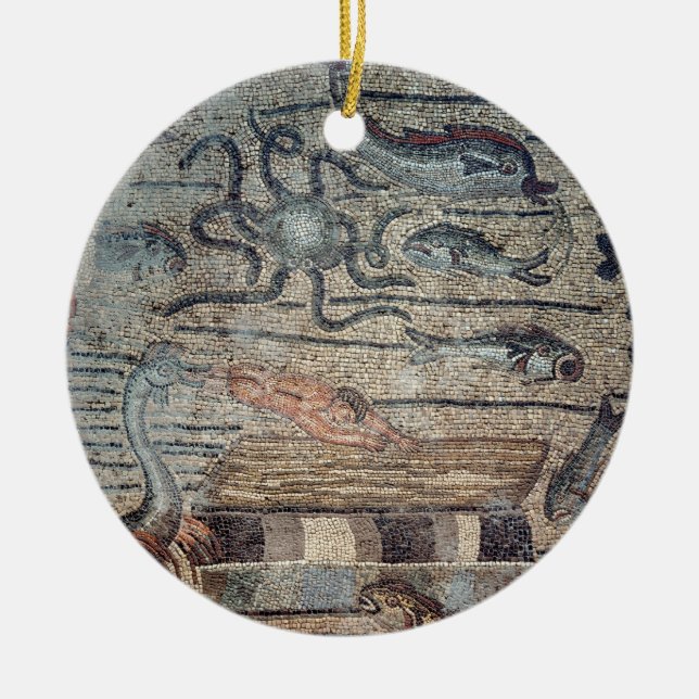 Jonah som ut spottas av val, specificerar från ett julgransprydnad keramik (Framsidan)