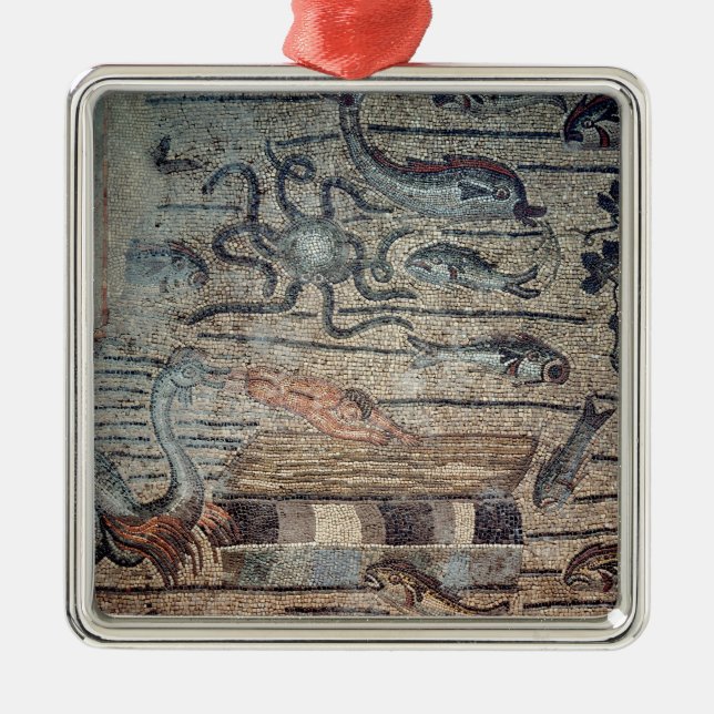 Jonah som ut spottas av val, specificerar från ett julgransprydnad metall (Framsidan)