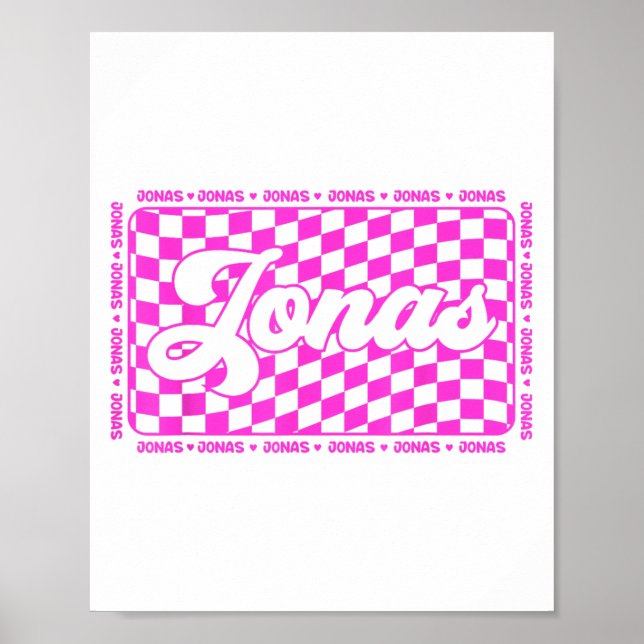 Jonas Checkered First Namn I Kärlek Jonas Hearts 8 Poster (Framsidan)