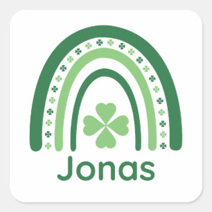 Jonas Namn Klöver Boho Rainbow Fyrkantigt Klistermärke