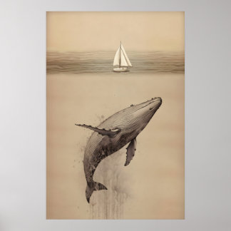 Jonas Och Valen Minimalistisk Akvarell Bibel Poster