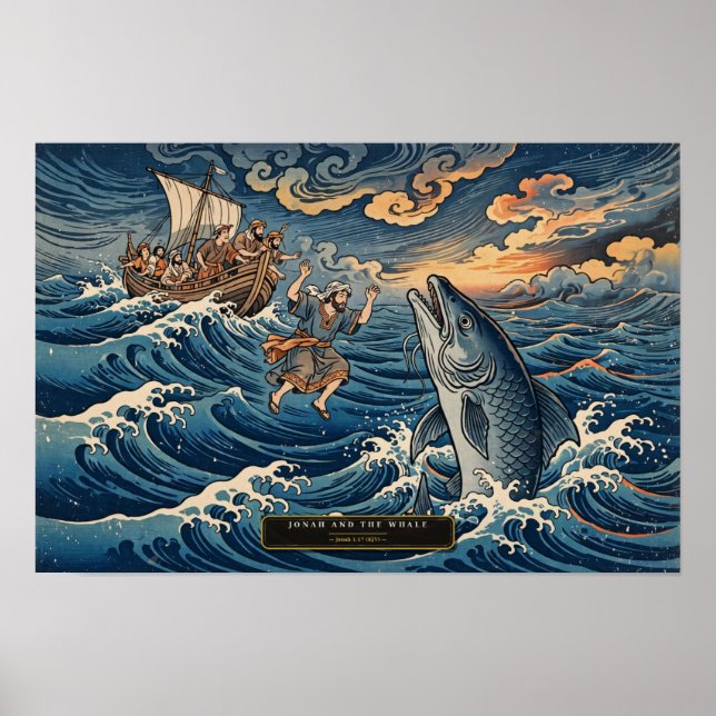 Jonas och valen — Ukiyo-e Poster (Framsidan)