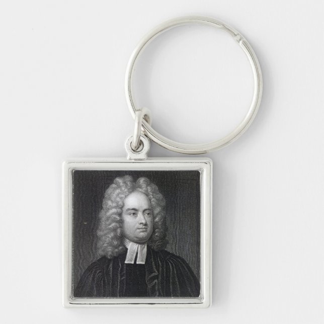 Jonathan Swift Fyrkantig Silverfärgad Nyckelring (Framsidan)