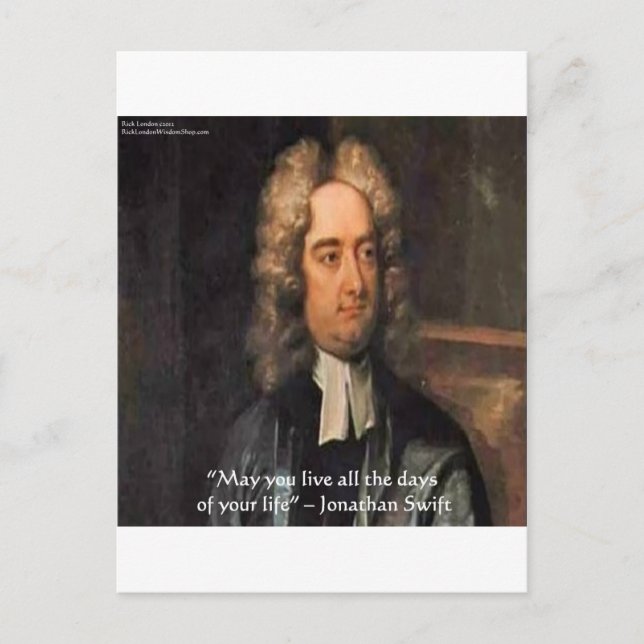 Jonathan Swift Live Life Humor Citat Vykort (Framsida)