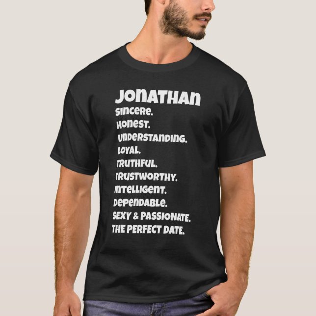 Jonathanperfekta dejtkvaliteter   Sarksatisk menin T Shirt (Framsida)