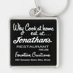Jonathan's Restaurant, Niles, IL Fyrkantig Silverfärgad Nyckelring