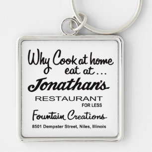 Jonathan's Restaurant, Niles, IL Fyrkantig Silverfärgad Nyckelring