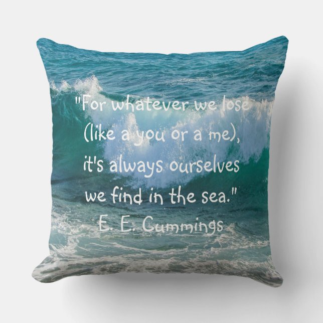 Jonation Sea Wave Nautical, t.ex. Cummings Quote Kudde (Framsida)