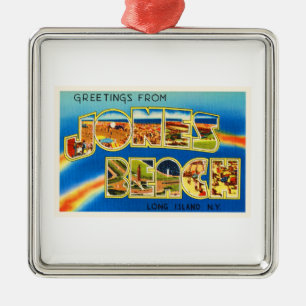 Jones Beach New York NY Vintage resor Souvenir Julgransprydnad Metall