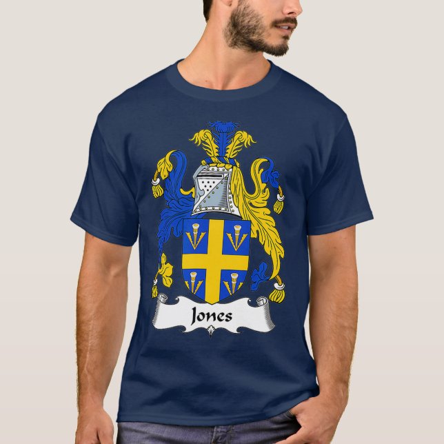 Jones Jackar Arm Family Crest T Shirt (Framsida)