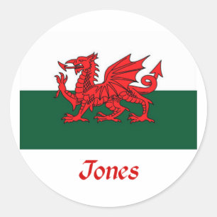 Jones Welsh Flagga Runt Klistermärke