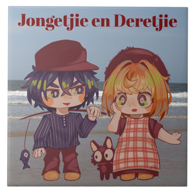 Jongetjie en Deretjie Chibi  Kakelplatta (Framsidan)