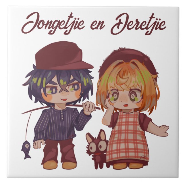 Jongetjie en Deretjie Chibi  Kakelplatta (Framsidan)
