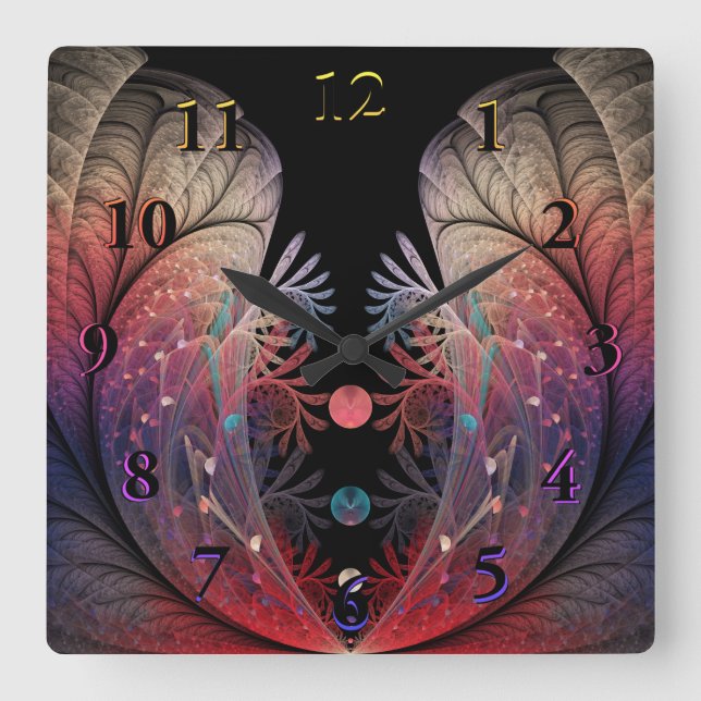 Jonglage Abstrakt Modern Fantasy Fractal Art Fyrkantig Klocka (Framsida)