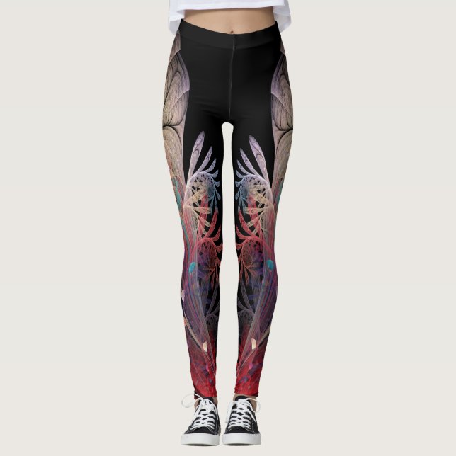 Jonglage Abstrakt Modern Fantasy Fractal Art Leggings (Framsida)