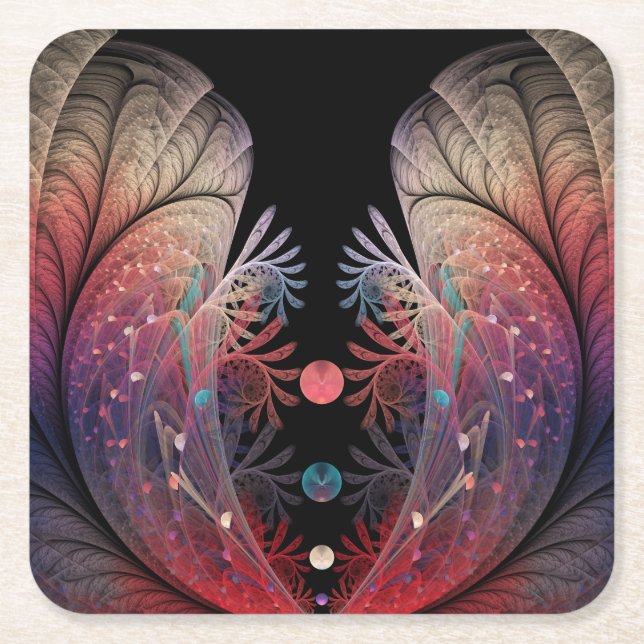 Jonglage Abstrakt Modern Fantasy Fractal Art Underlägg Papper Kvadrat (Framsidan)