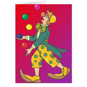 Jonglera clownen hälsningskort
