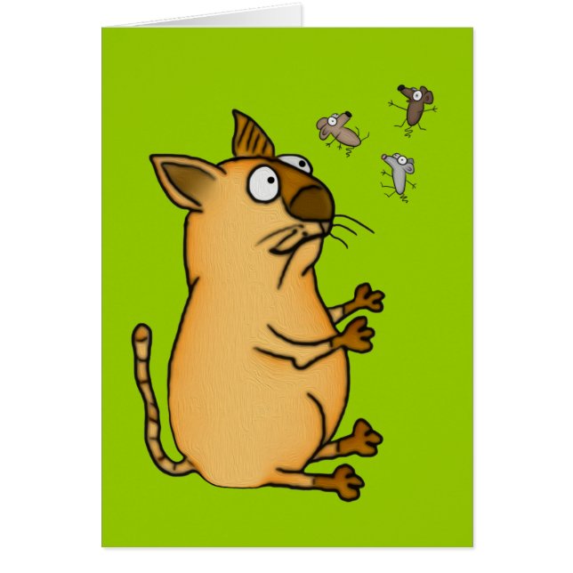 Jonglera katten hälsningskort (Framsidan)