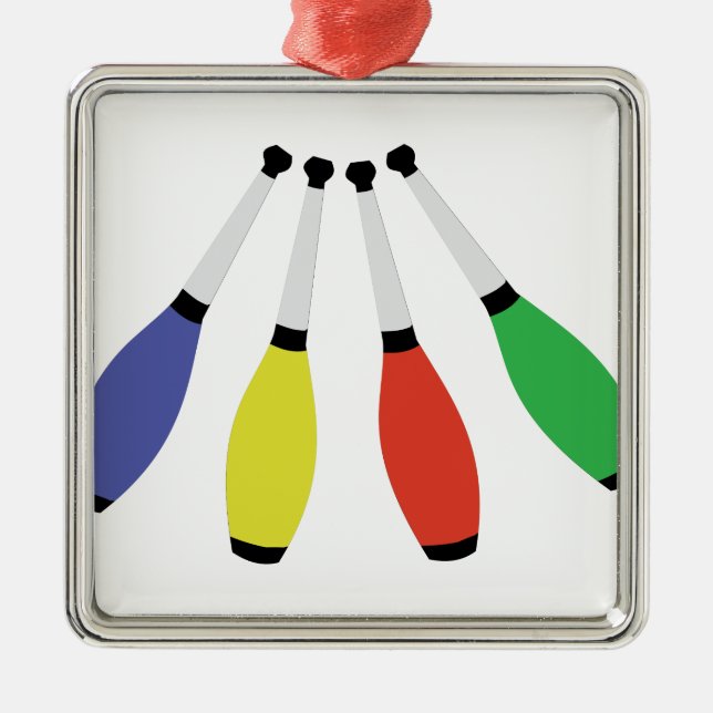 Jonglera klubbar julgransprydnad metall (Framsidan)