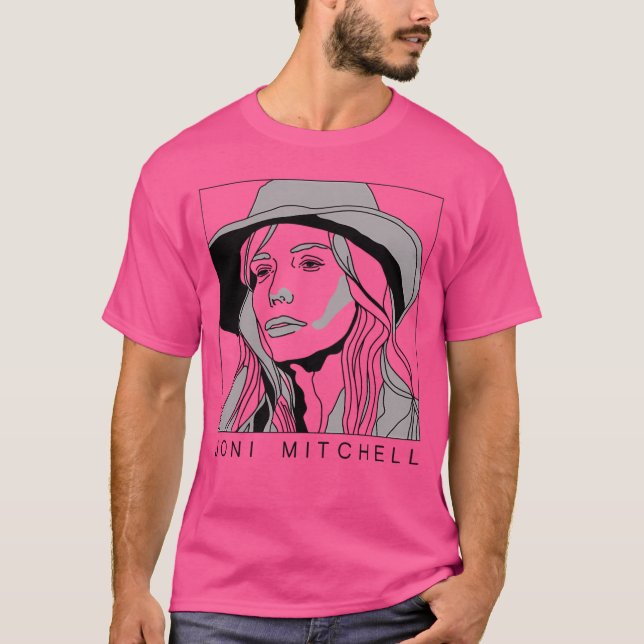 Joni Mitchell Minimal Stil Fläkt Art Design T Shirt (Framsida)